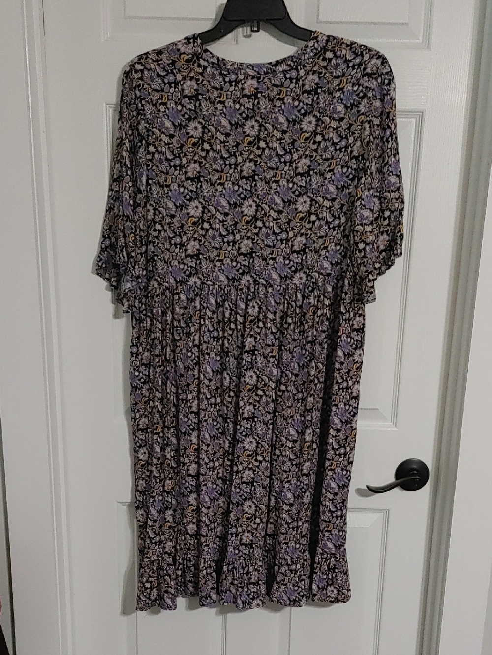 ellos Floral Midi Dress in Lavender and Black Plus Size 18/20 EUC Cottagecore - Picture 6 of 7